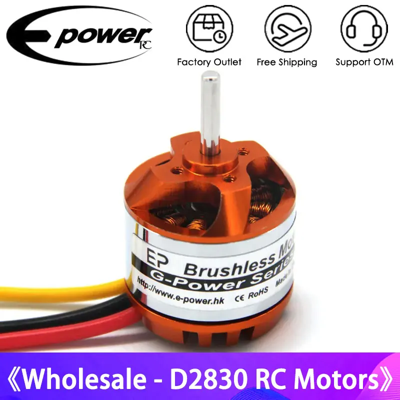 

E-Power RC Brushless Motor D2830 750KV 850KV 1000KV 1300KV 2-4S Lipo 3.175mm Shaft For FPV Racing Drones RC Helicopter Parts