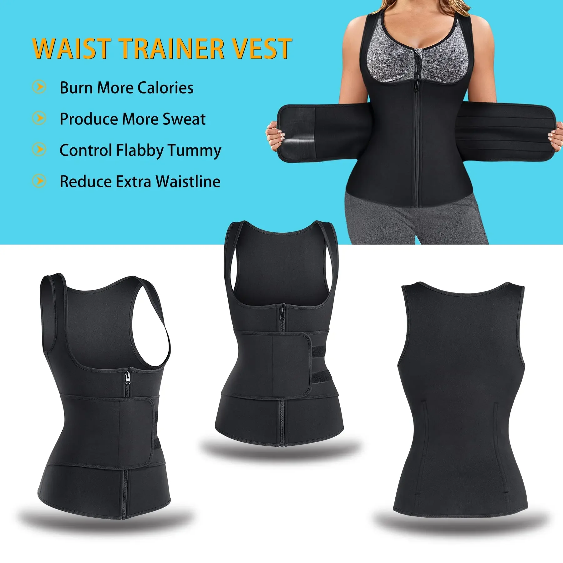 Vrouwen Taille Trainer Vest Workout Slank Korset Neopreen Sauna Tank Top Rits Gewichtsverlies Body Shaper Taille Buikcontrole