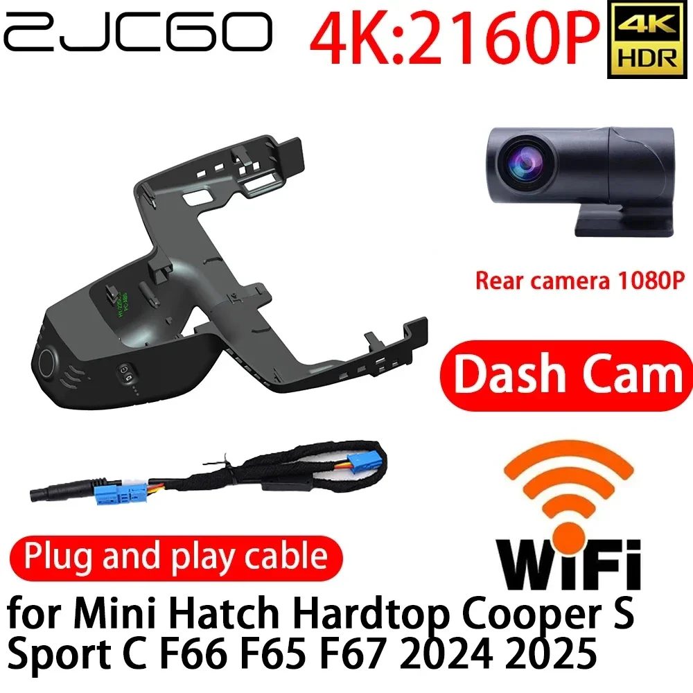 

ZJCGO 4K DVR Dash Cam Wifi Front Rear Camera 24h Monitor For Mini Hatch Hardtop Cooper S Sport C F66 F65 F67 2024 2025