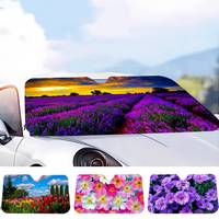 Beautiful Flowers Summer Car Sunshade Front Windshield Sunshade Sunblock Thermal Insulation Sunshade Umbrella Retractable