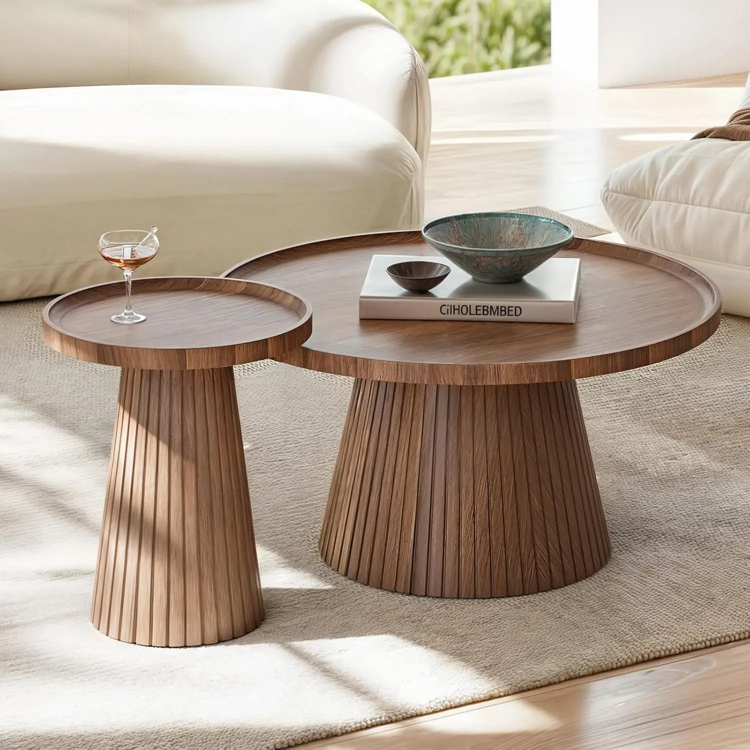 

Nesting Coffee Table Set Of 2,Dark Walnutliving Room Furniture