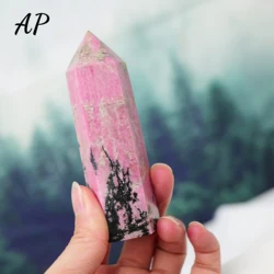 1Pc Natuurlijke Kristal Rhodoniet Punt Healing Obelisk Roze Stone Wand Rhodochrosiet Energie Quartz Piramide Ornament Home Decor