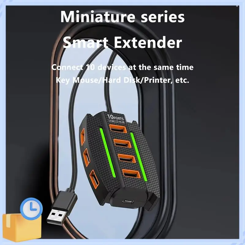 Popular 1.2 M USB Hub 10 Port USB 2.0 Splitter Card Reader USB Expander For Laptop PC Keyboard Mouse Hard Disk Flash Drive