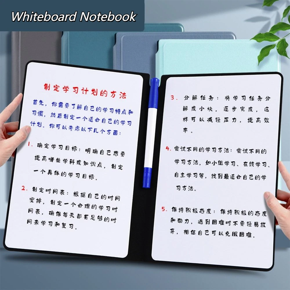 Portable A5 Whiteboard Notebook Reusable Business Whiteboard Notepad Leather Erasing Writing Board for Office