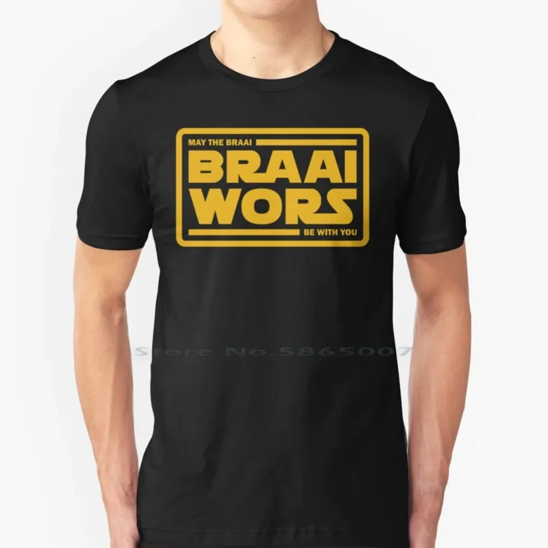 Braai Force-Braai Wors! ( Yellow ) T Shirt 100% Cotton Zaf South Africa Boerewors Droewors Dro?wors Biltong Saffer Saffa