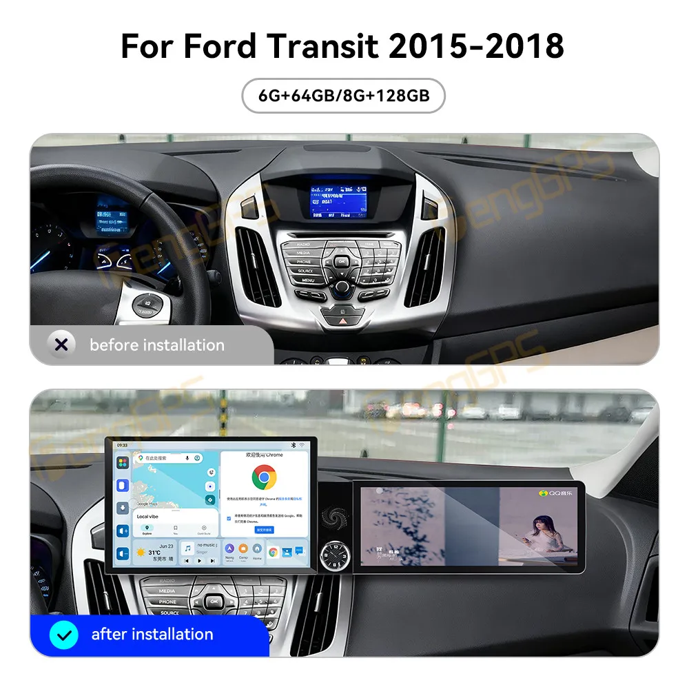 Car Accessories Radio For Ford Transit 2015-2018 Android Auto GPS Navigation Multimedia Stereo Receiver Head Unit Offline Maps