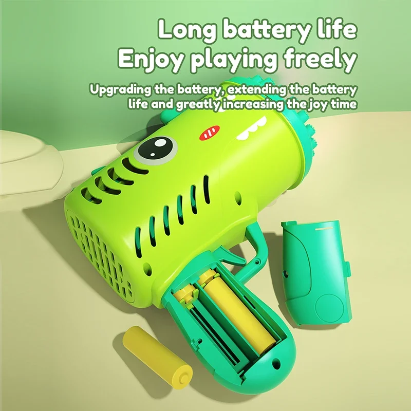 Neues Kinder Dinosaurier Bubble Gun Spielzeug im Freien Hochzeits spiel mit 35 Löchern große Menge Blasen keine Batterie kein Blasen wasser