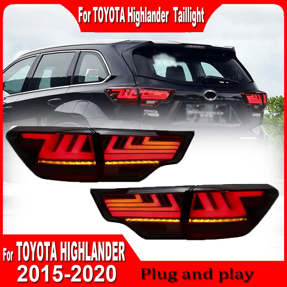 LED Tail Lights For Toyota Highlander 2014 2015 2016 2017 2018 2019 2020 DRL StartUP Animation Assembly Car Rear Back Lamp 2pc