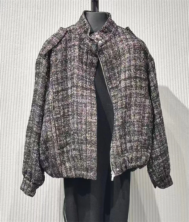 

Женская куртка-пилот из смешанной металлической нити, повседневный высококачественный осенний топ в стиле ретро в стиле ретро