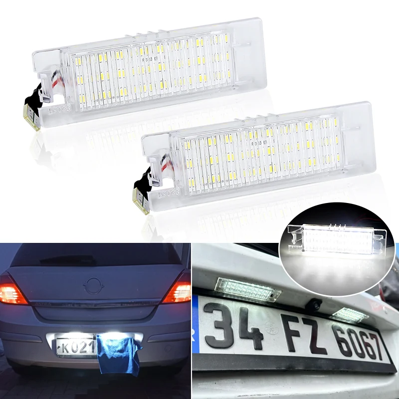 Lámparas de luz LED de matrícula 24-SMD para OPEL VAUXHALL Adam Astra H Astra J Astra K Cascada Corsa C Corsa D Corsa E Insignia A