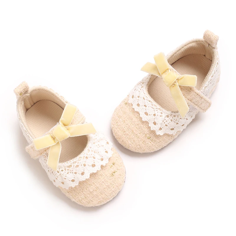 0–18 Monate Babyschuhe, niedliche Prinzessinnenschuhe für den Innenbereich, weiche Sohle, rutschfeste Kleinkinderschuhe, niedliche Mode, einfache und großzügige Babyschuhe