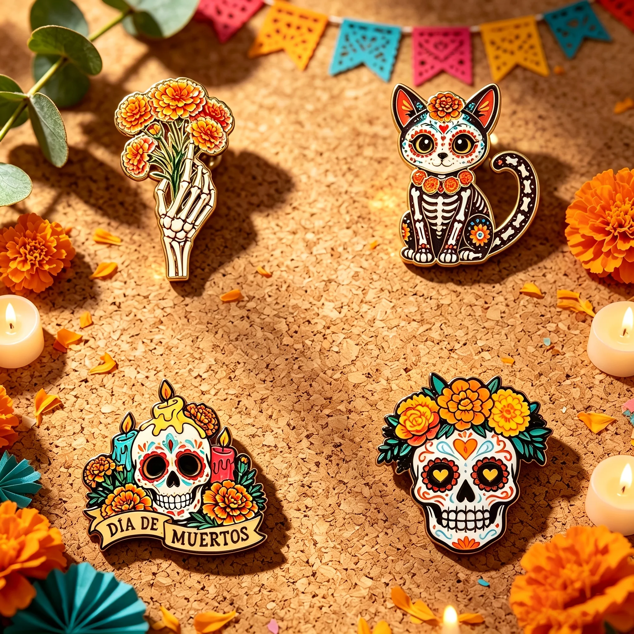 Day of the Dead Lapel Pin Brooch, Mexican Sugar Skull Skeleton Series Design for Jackets Backpacks