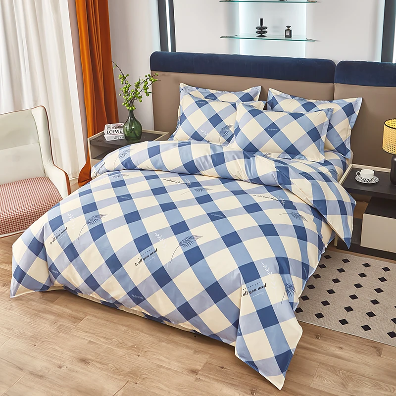 Plaid Duvet Cover Queen, 3pcs Geometric Bedding Sets Checkered Pattern Cotton Grid Striped Duvet Cover Set for Women Men Teens