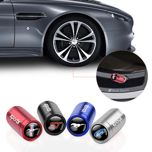 4PCS 자동 배지 휠 밸브 캡 타이어 스템 공기 방진 커버 포드 포커스 MK2 ST 머스탱 Fiesta Mondeo Galaxy Falcon 장식 