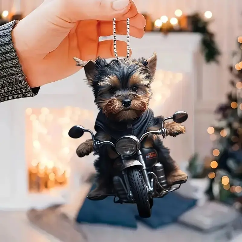 Acrylic Flat Car Pendant Motorcycle Black Dog Backpack Accessories Home Decoration Backpack Pendant Christmas Tree