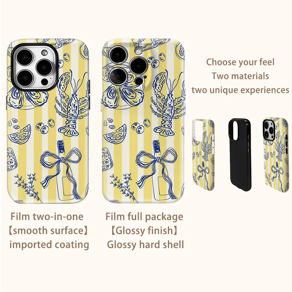 Yellow Beach Summer Ocean Phone Case for IPhone 16 15 14 13 12 11 X XS XR XSMAX 7 8 Pro Max Plus Double-layer Back Cover