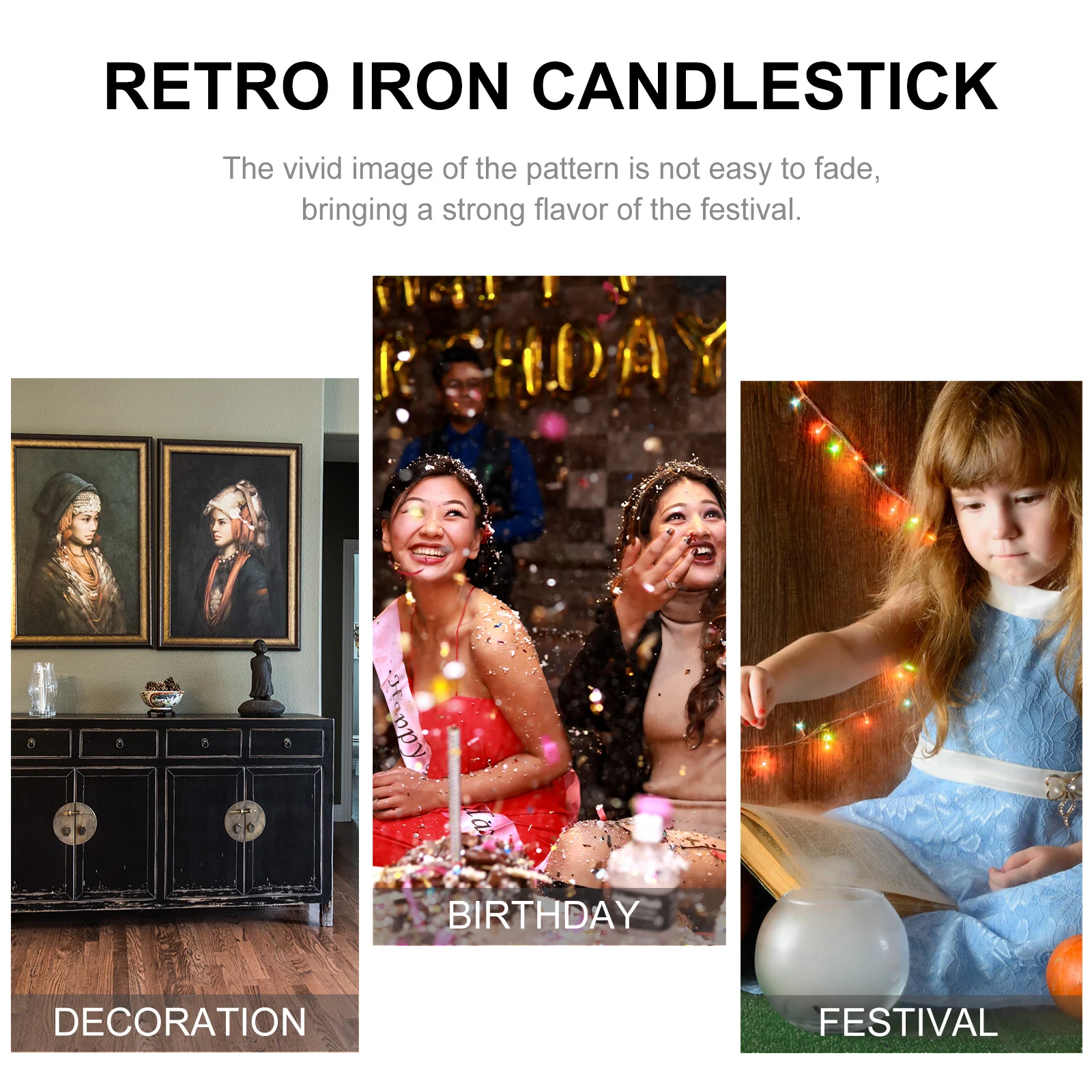 

Vintage Iron Holder Lantern Home Wedding Tabletop Decoration Gift Party Christmas Garden Restaurant Outdoor Indoor