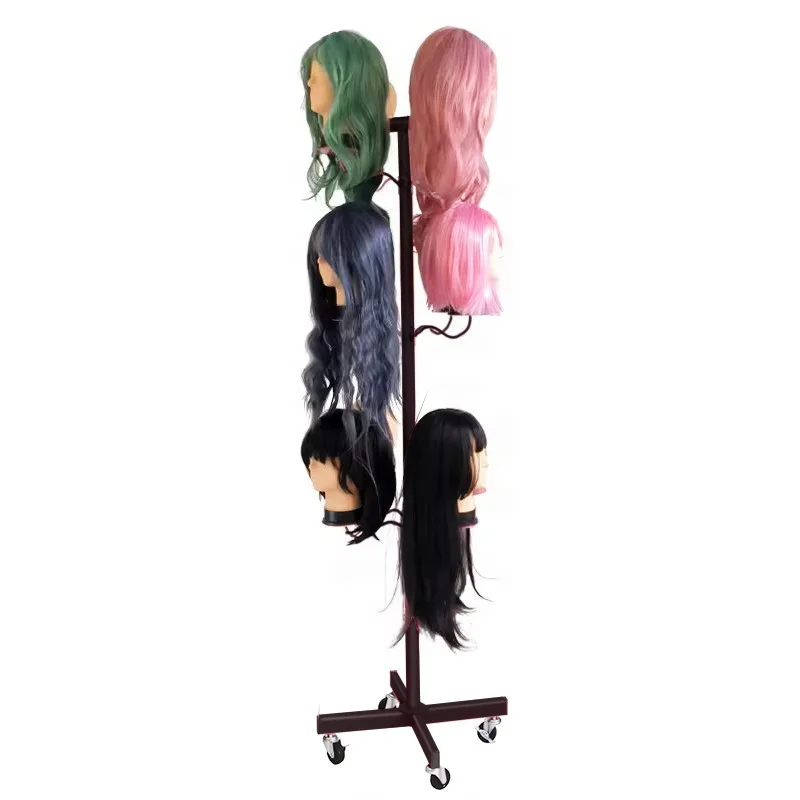 Hot selling Head Model Front Synthetic Braid Curly Hair Metal Rotating Display Stand