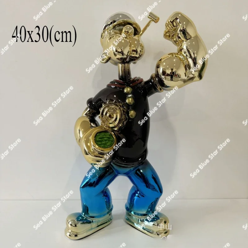 Creative Popeye Sailor Ornament Electroplated Fiberglass Sculpture Hotel Entrance Decoration Color Interior, Crafts