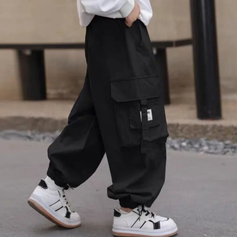 【2025 New】Boys' Casual Cargo Pants Spring Autumn 2025 Loose Fit with Pockets Tween Boys' Long Pants Stylish Work Pants for Kids