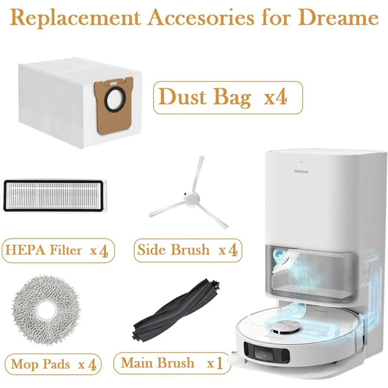 ABRG-untuk Dreame L10S Ultra/ L10 Ultra/ L10S Pro untuk Xiaomi X10 Plus Sikat Sisi Utama Filter Hepa Bantalan Pel Bagian Kantong Debu