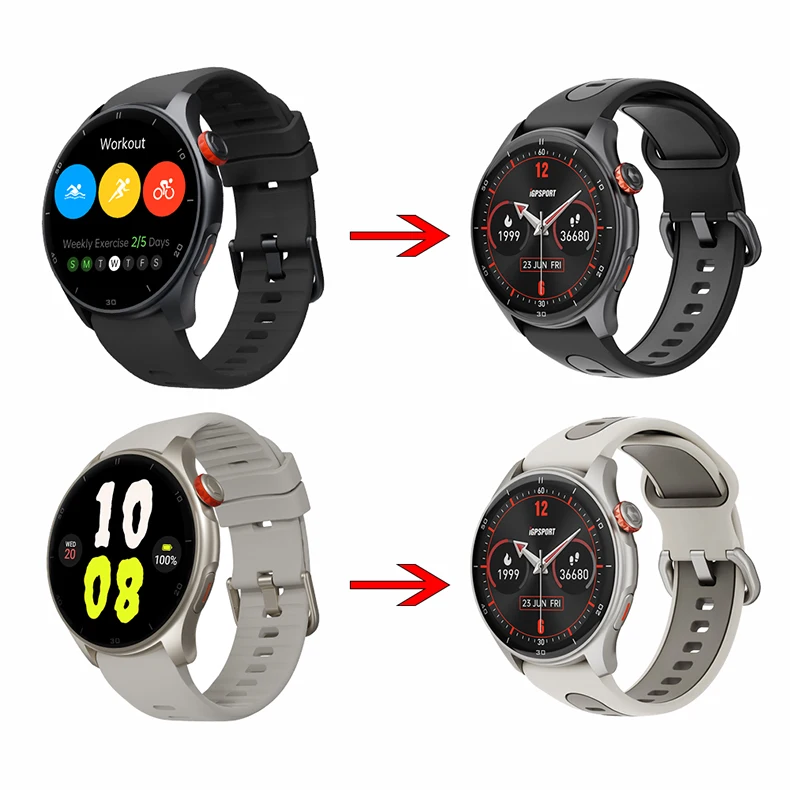 iGPSPORT LW10 1,43 Zoll AMOLED-Bildschirm Herzfrequenzüberwachung Bluetooth Anruf GPS Sport Fitness Blutsauerstoff zum Laufen Radfahren – Detail 1