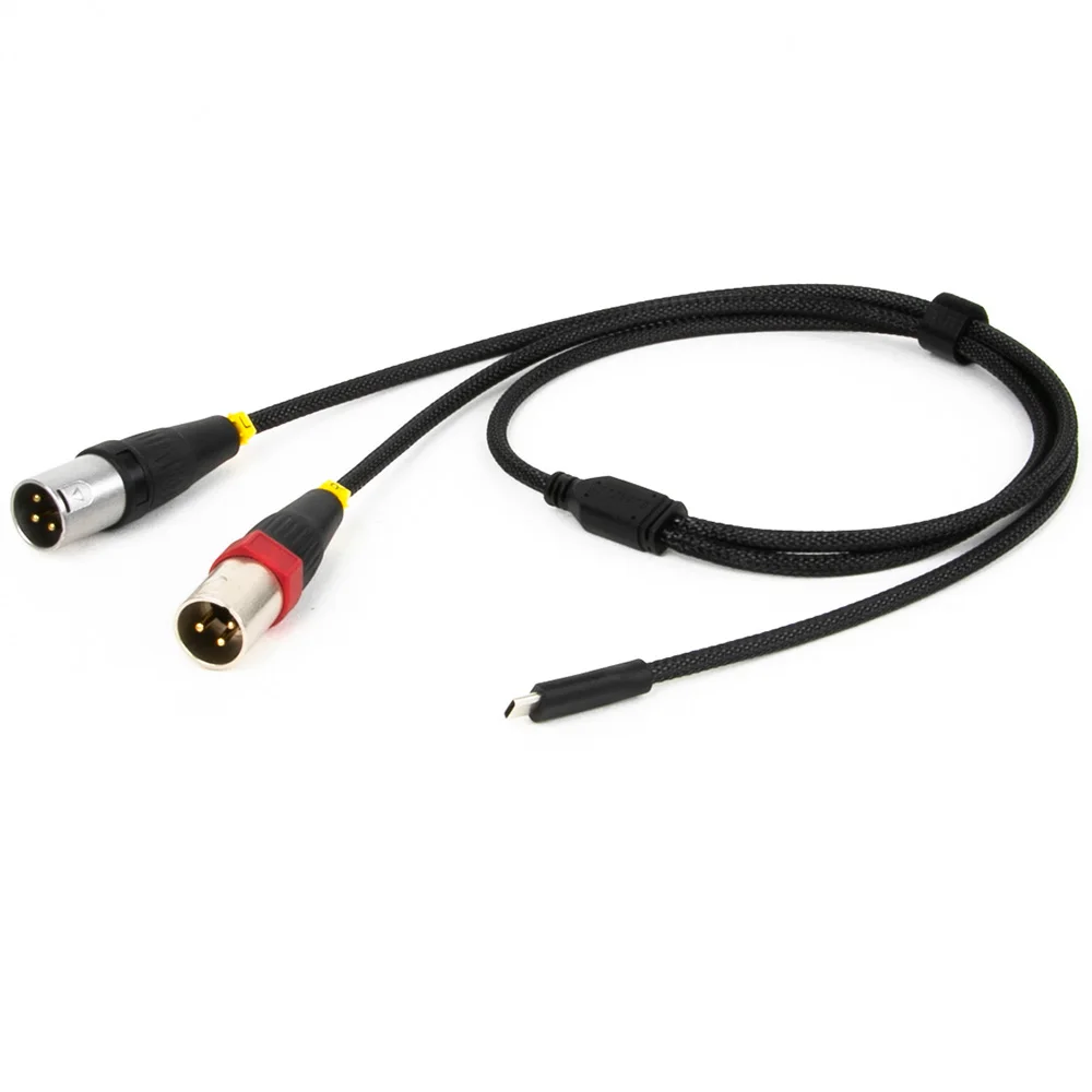 USB C to Dual 3Pin XLR Audio Cable,USB Type C to 2 XLR Male/Female Audio Extension Cord for Phone to Power Amplifier Connection