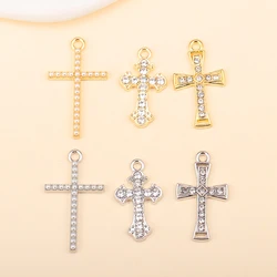 10Pcs High Quality Zircon Cross Pendant Necklace for Jewelry Making Women Girl Punk Party Gift Fashion Crystal Chain Accessories