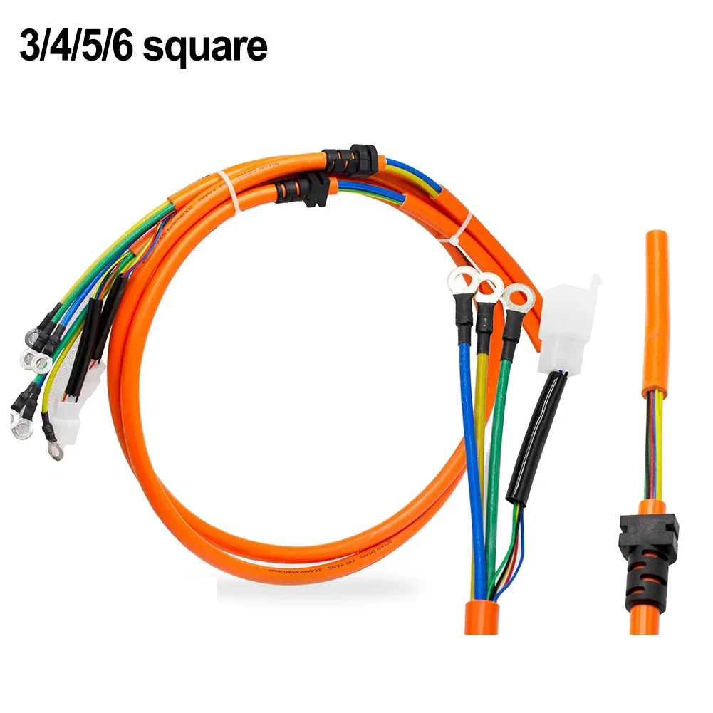 

1pc E-bike Brushless Motor Wire 1.2m 3/4/5/6 Square Pure Copper Orange Five-wire Interface Motor Cable For 400W-4000W Motor Part