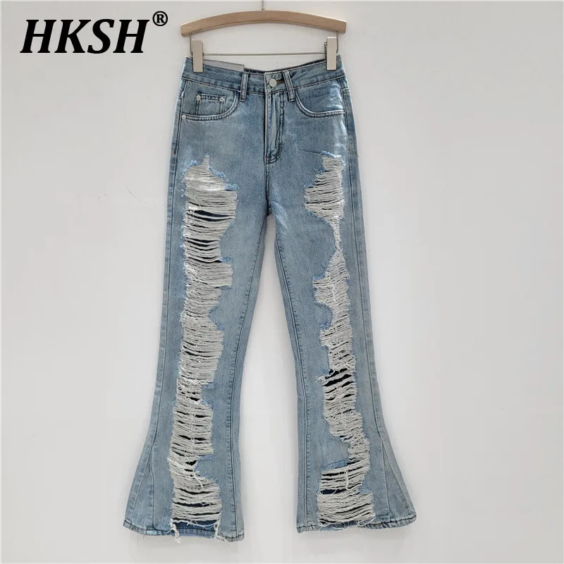 

HKSH 2025 Лето Новые женские Y2K Американская мода Уличная одежда Tide Оригинальный дизайн Расклешенные джинсы Хип-хоп Широкие джинсовые брюки HK4808