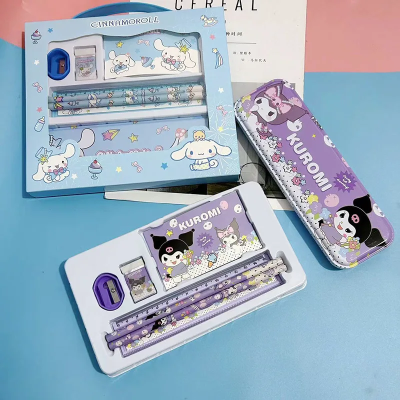 Cartoon Sanrio Kulomi Yugui Hund Briefpapier Set Student Briefpapier Geschenk box Schul bedarf Lineal Bleistift Bleistift Box Zubehör