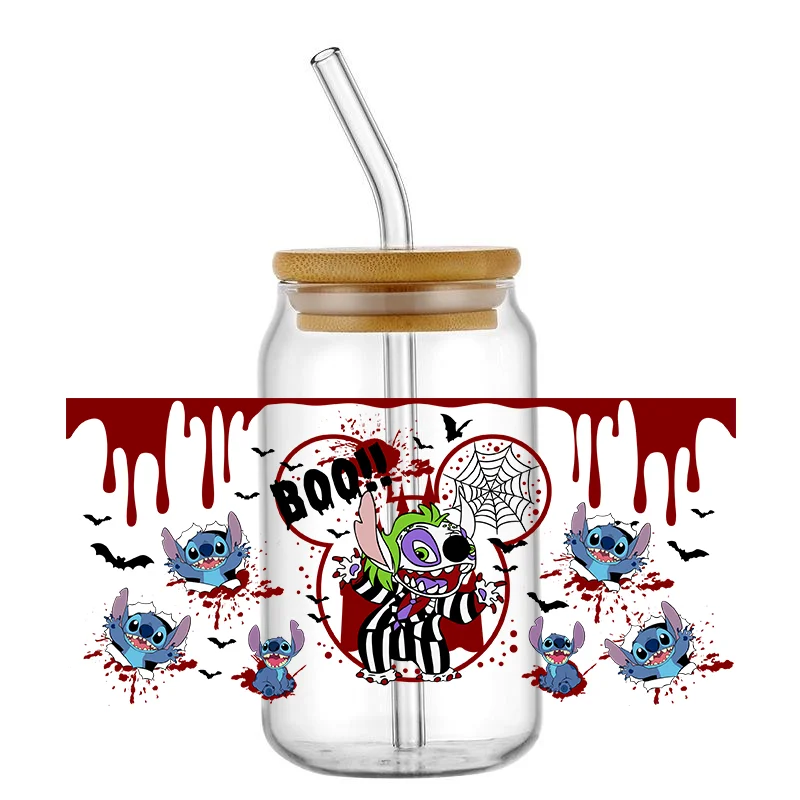 Personalize Halloween Stitch Up Transfer Sticker UV DTF DIY For 16oz Glass Cup Can Wraps Easy To Use Custom Mugs Gift Decals