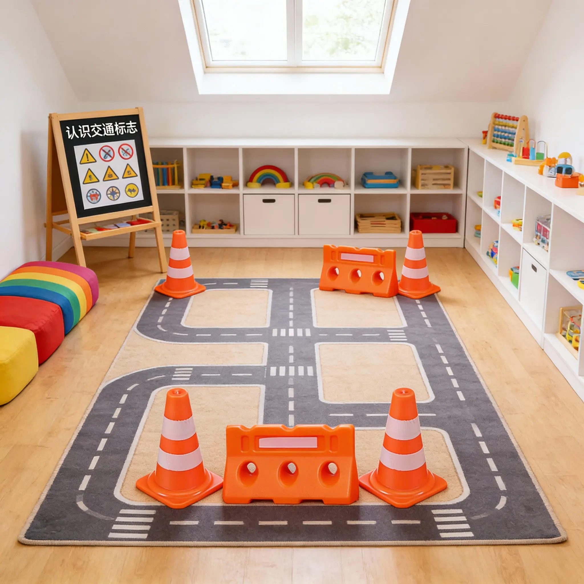 

20Pcs Cognitive Learning Road Signs Set for Kids Mini Traffic Cones and Roadblocks Educational Pretend Play Kit Simulation