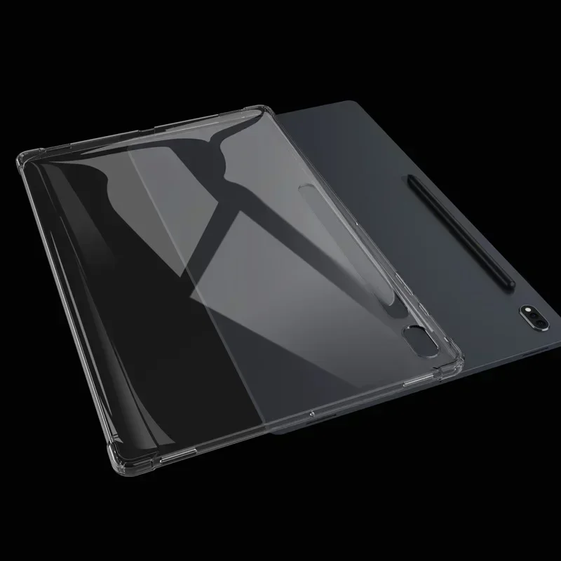 Funda de silicona para Samsung Galaxy Tab S7 Fe S8 Plus + 12,4 11 SM-T870 X700 X800 T730 S6 Lite, funda trasera transparente de TPU suave