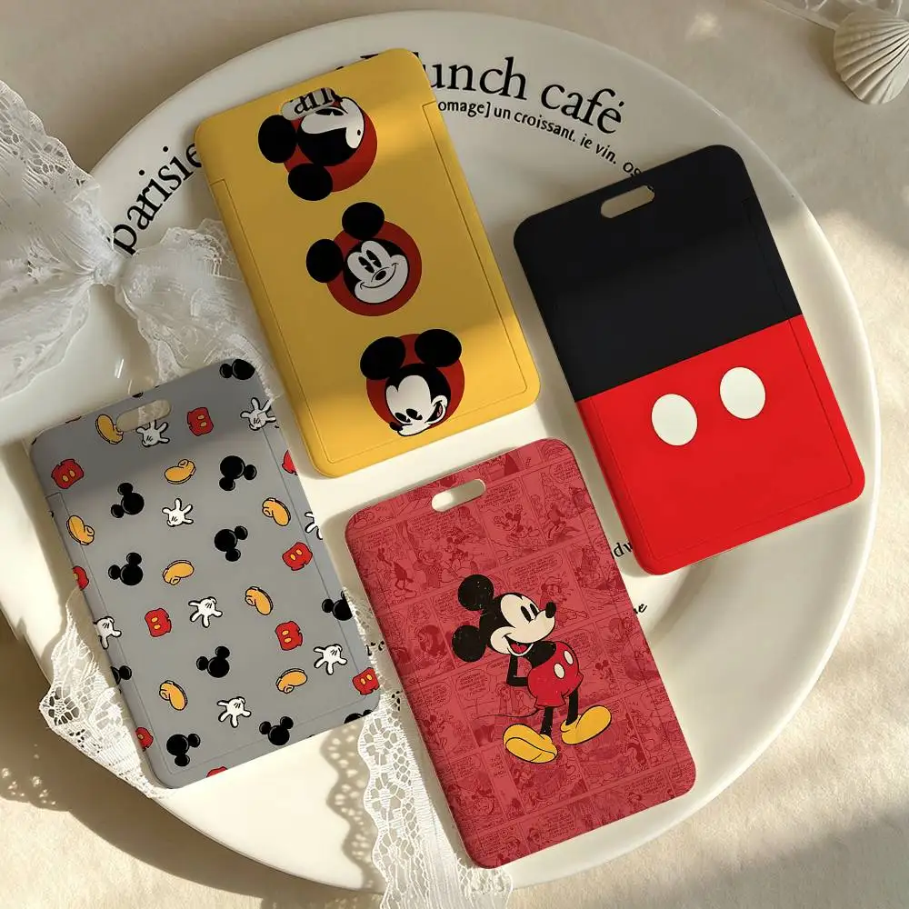 M-Mickeys Mouses 1 Card Holder, Leather Card Storage Box, Key Chain, Access Tag Holder, ID Card Holder, Key Chain