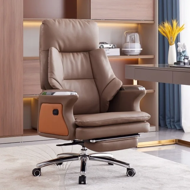 New smart Ventilated leather breathable with metal armrest lounge chair office chair with vibration massage function