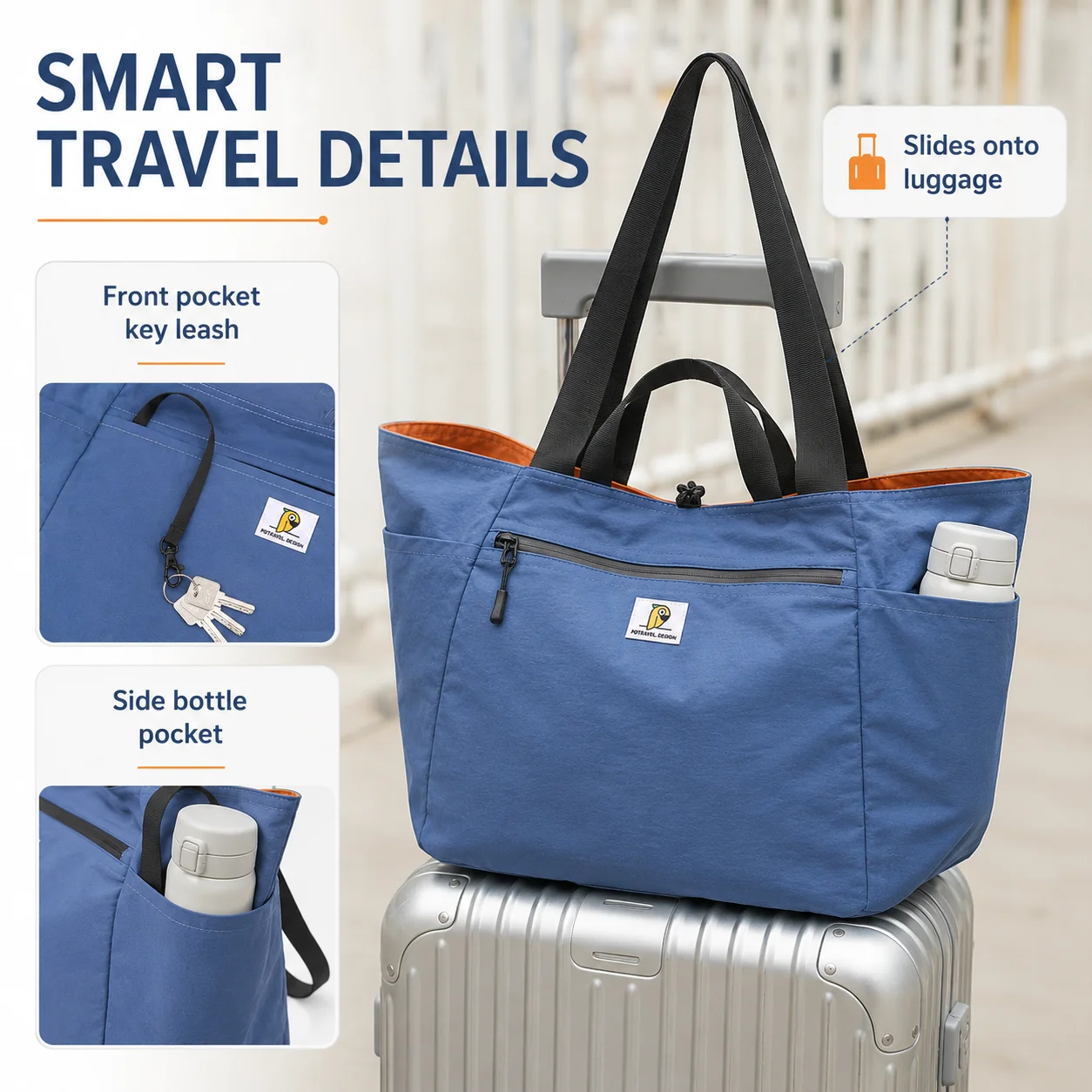 Reversible Travel Tote Bag Large Capacity Foldable Carry On Duffle Bag Canvas Shoulder Luggage Packing Bag for Women Men