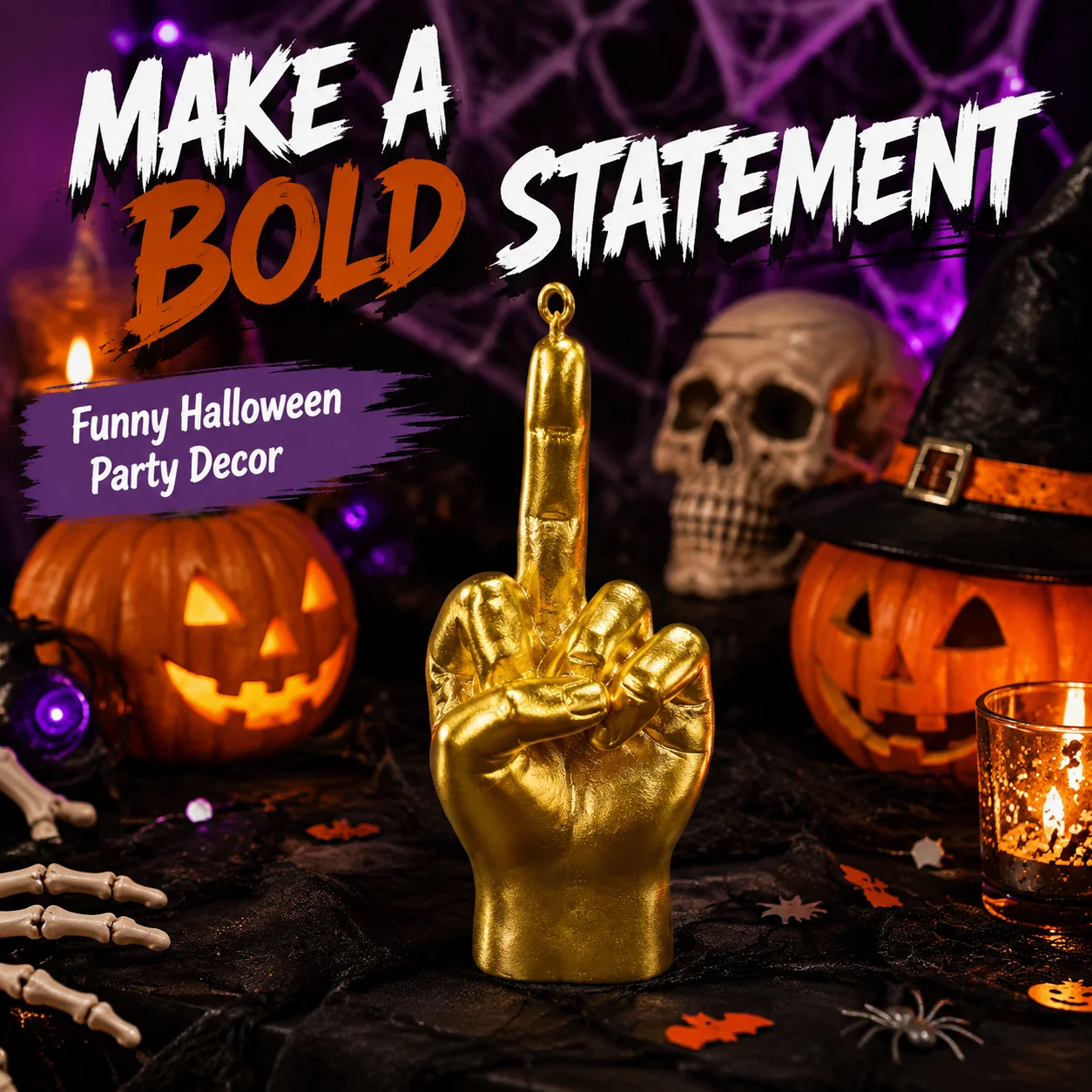 Funny Golden Hand Sculpture Resin Statue Halloween Christmas Decoration Gift Modern Art Ornament For Home Office Desk Decor