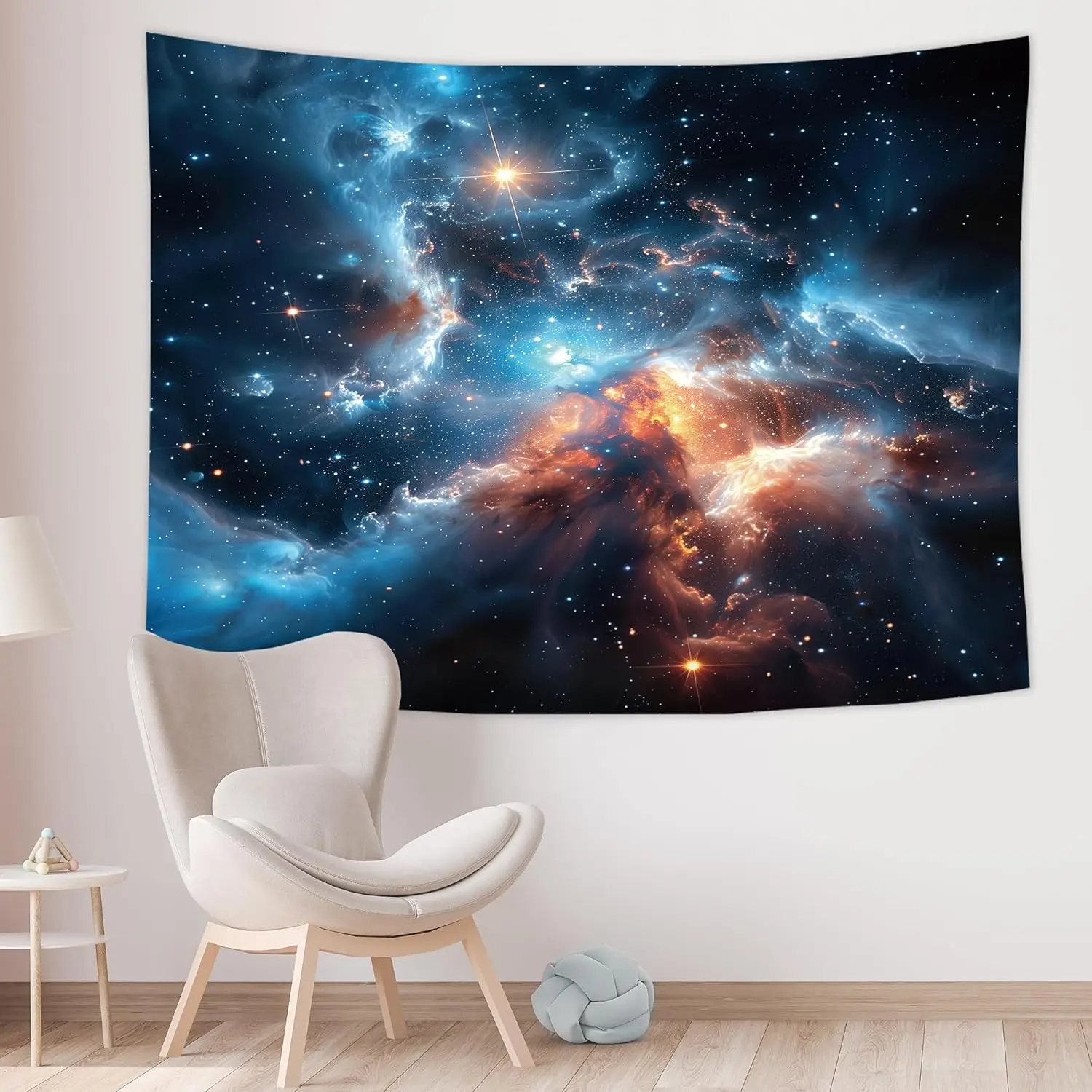 Outer Space Blue Starry Sky Night Fantasy Cosmic Universe Solar System Mystical Wall Hanging for Kids Boys Teens Home Dorm Decor