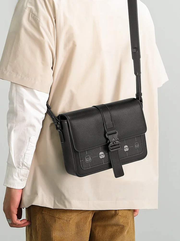 

GUDI Genuine Cowhide Leather Street Style Single Shoulder Bag for Men Casual Diagonal Bags Trendy Small Square Bags