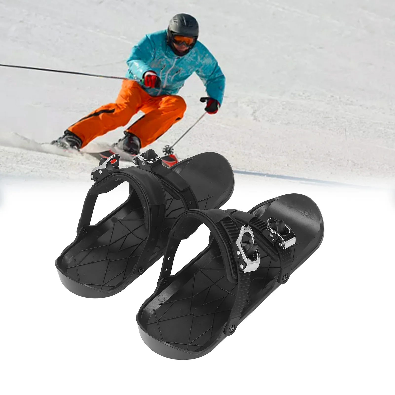

Mini Ski Skates Short Thin Skating Skis Attach To Skis Boots Winter Shoes For Outdoor Skiing Black One Size