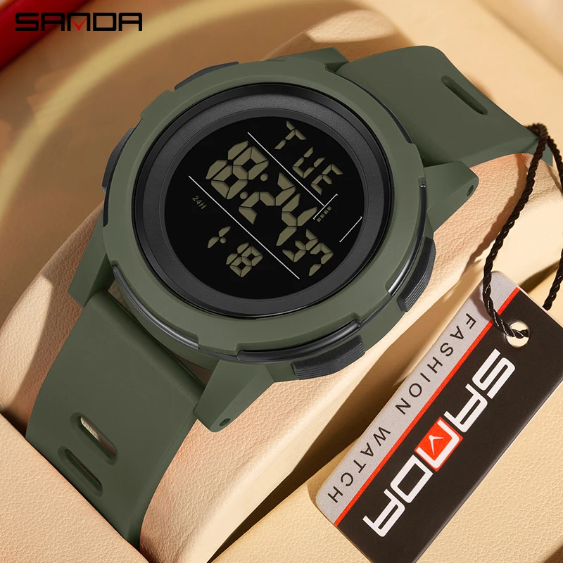 

SANDA Men Top Brand Watches Fitness Running Sports Passometer Calories 50M Waterproof LED Digital Watch Men Military Wristwatch