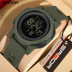 SANDA Men Top Brand Watches Fitness Running Sports Passometer Calories 50M Waterproof LED Digital Watch Men Military Wristwatch