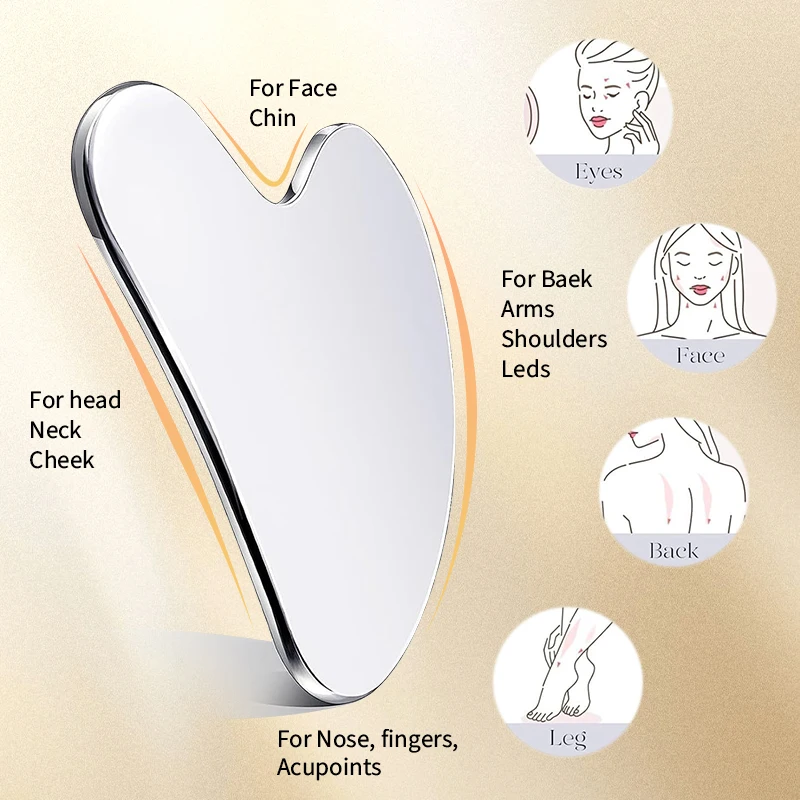 Stainless Steel Gua Sha Scraper Massager Face Neck Body Guasha Scraping Massage Facial Skin Care Acupoint Body Neck Guasha Board