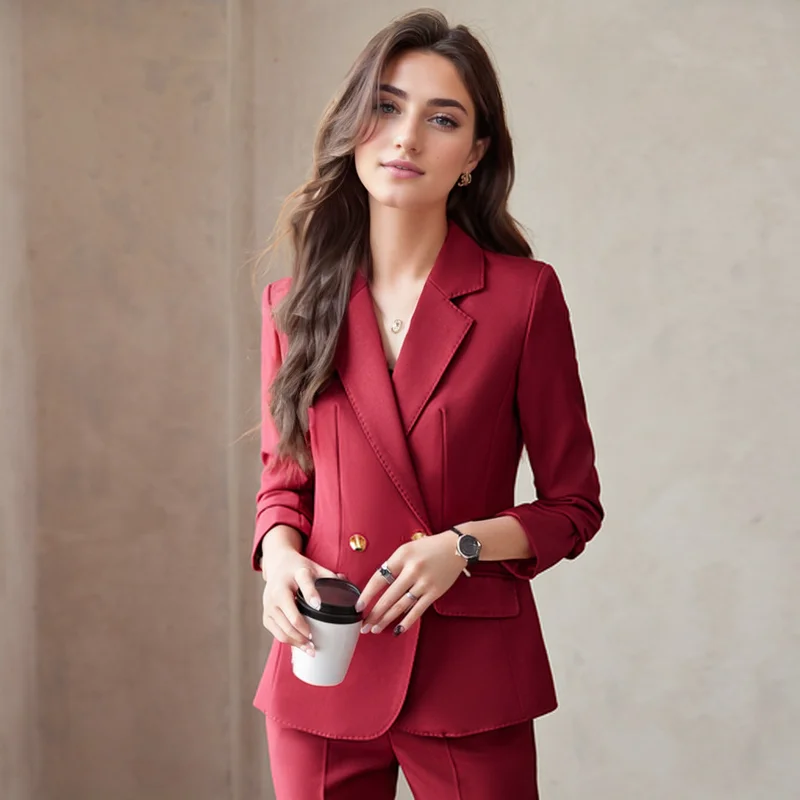 ZJYT Elegant Chic Formal Blazer Pants Sets for Women 2 Pieces Trousers Matching Sets Suit Jacket Coat Conjunto Feminino Outfit