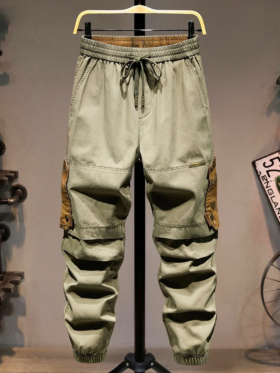 

New 2025 Men's Casual Loose Elastic Waist Color Blo Pants Faionable Loose Fit Boys Elastic Waist Versatile Cotton Pants