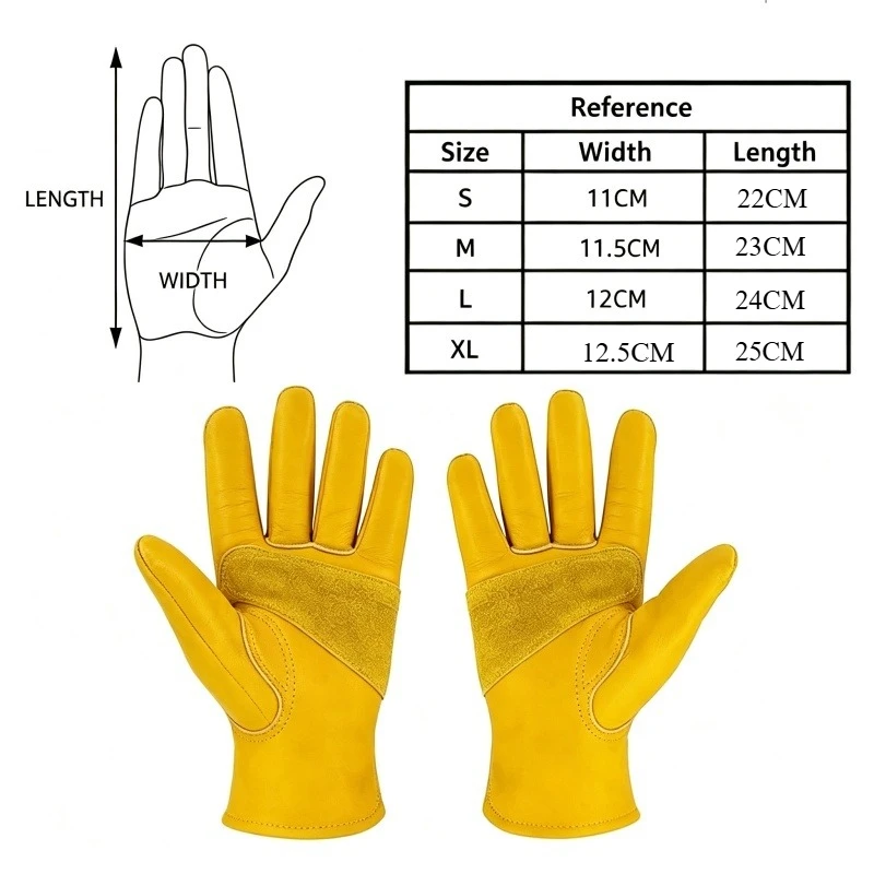 Man Work Gloves for Public Utilitiesfor Wood Gardening/Cutting/Construction/Motorcycle, Abrasion Resistant Leather Gloves