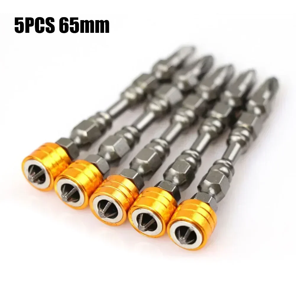 5pcs Cross Drill Bits Magnetic Screwdriver PH2 S2 Alloy Steel Double-Headed Cross Drill Bit 65mm For Electric Screwdrivers