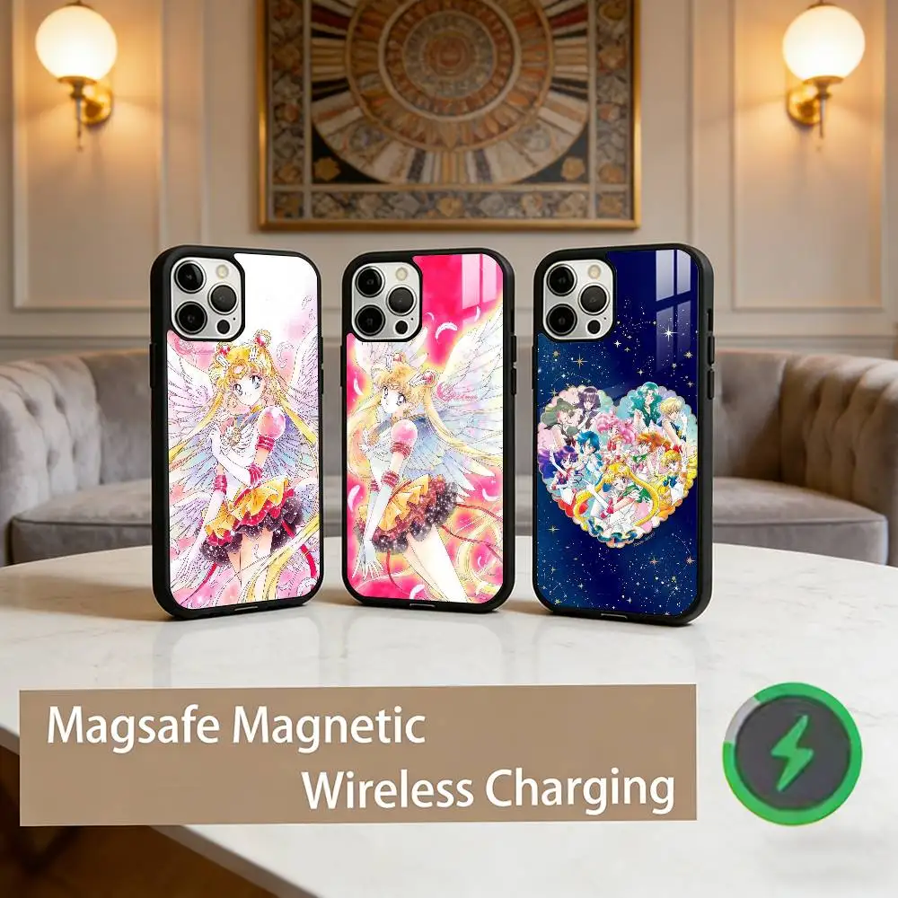 

Cute girls S-Sailors M-Moon-es Phone Case For iPhone17,16,15,14,13,12,11 Plus,Pro Max Magnetic For Magsafe Wireless Charging