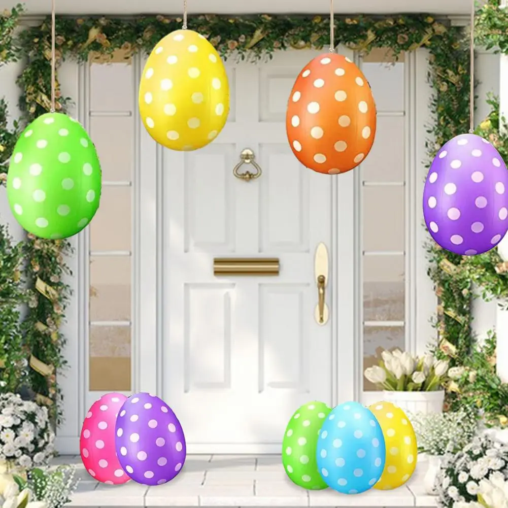 Colorful Easter Egg Ornament for Outdoor Holiday Decoration Large Dot Print Hanging Colorful Inflatable Egg DIY Decorations Gift